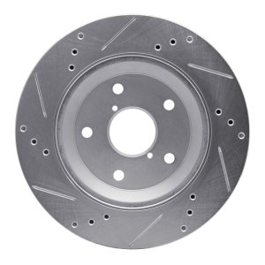 Subaru Crosstrek Brake Rotor (1) - Rear Right - R1 Concepts - Drilled & Slotted - Silver - `19-`25